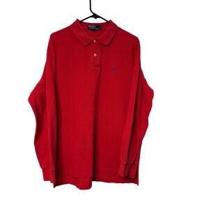 Polo Ralph Lauren Mens XL Red Long Sleeve Polo Shirt Classic Fit